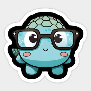 Cute turtle wearing glasses Sticker